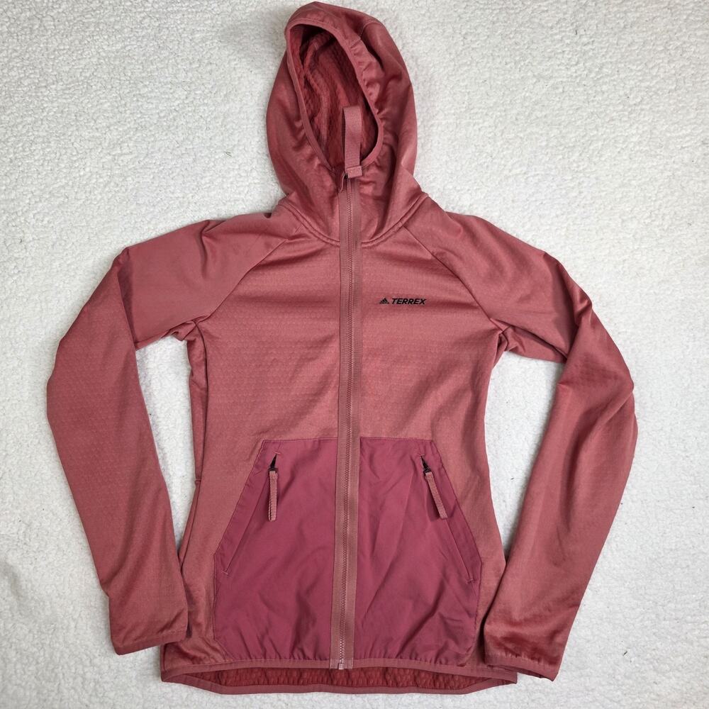Adidas Terrex Tech Flooce Womens Stretch Hooded Zip Hiking Jacket Size XS